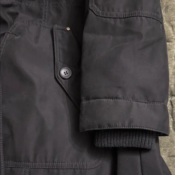 Madison Black Coat with Faux Fur Hood - Picture 7 of 14